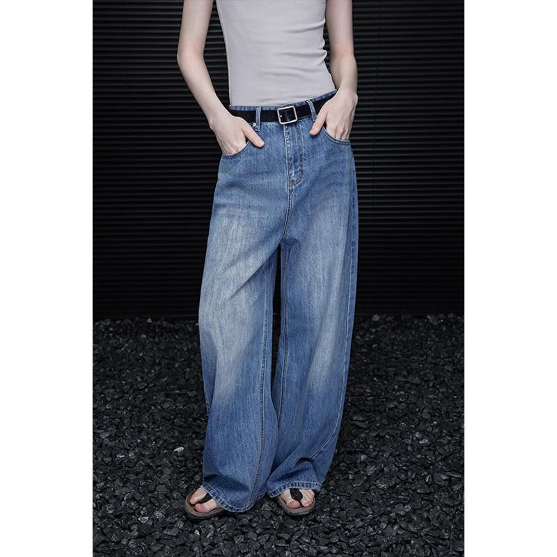 Autumn 2025 Women s Retro Washed Wide-Leg Jeans - Stylish, Versatile Design Small