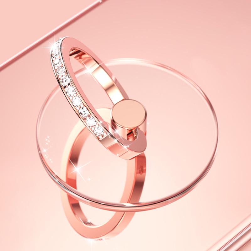 Diamond-Studded 360° Rotating Ultra-Thin Phone Ring Holder with Strong Adhesive for Universal Support