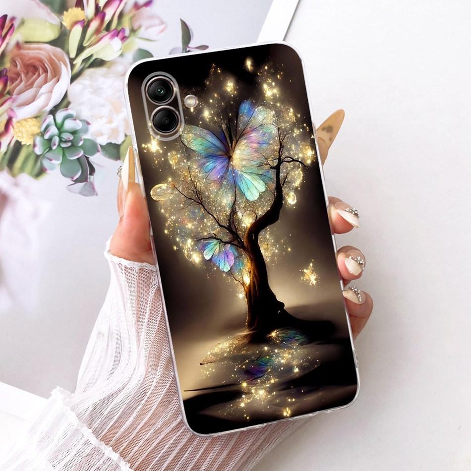 For Samsung Galaxy A04 A04e A042F A405F Cute Flower Butterfly Cat Painted Case For Samsung A04 04e Soft Silicone TPU Phone Cases