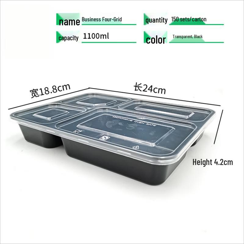 WS Disposable 4-Compartment Meal Boxes with Lids