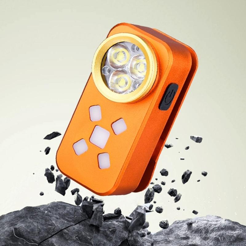 Small Clip On Flashlight Featuring 7 Lighting Modes 500 Units Brightness And Magnetic Base For Car Motorcycle Outdoor Use