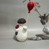 Wooden Mushroom Figurine Hand-Carved Mushroom Elf Holding A Balloon Rustic