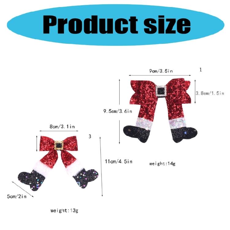2PCS Boot Bowknot Hairpin Hair Clip Party Hair Ornament Christmas Bowknot Hair Clip Hair Accessory Suitable for Ladies