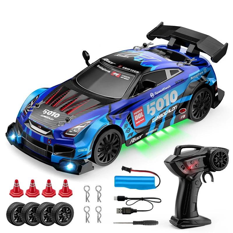 1/24 Remote Control Four-Wheel Drive Drift Sports Car With Led Lights Racing High Speed Vehicle Kids Toys Multiplayer Game Gifts