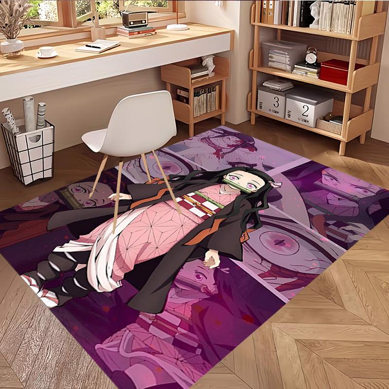Demon Slayer Print Rug, Washable Floor Carpet, For Entryway Dorm Laundry Room Office Study, Home Decor Birthday Christmas Gift