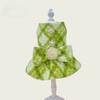 Autumn and Winter Pet Woolen Plaid Bow Dress Cat Winter Coat Woolen Coat Small Dog Teddy Dog Dresses for Small Dogs