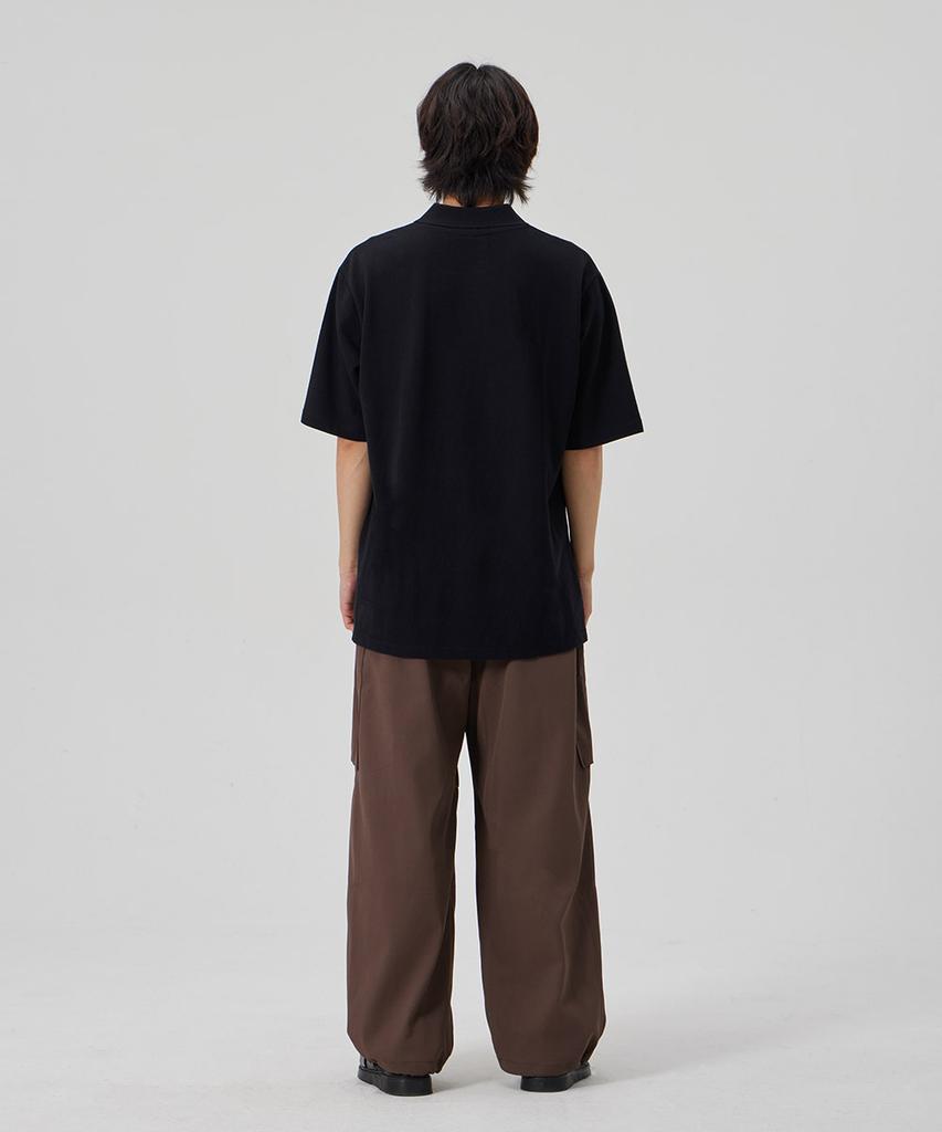 MAKEITTO Two Tuck Wide Parachute Cargo Pants_Brown