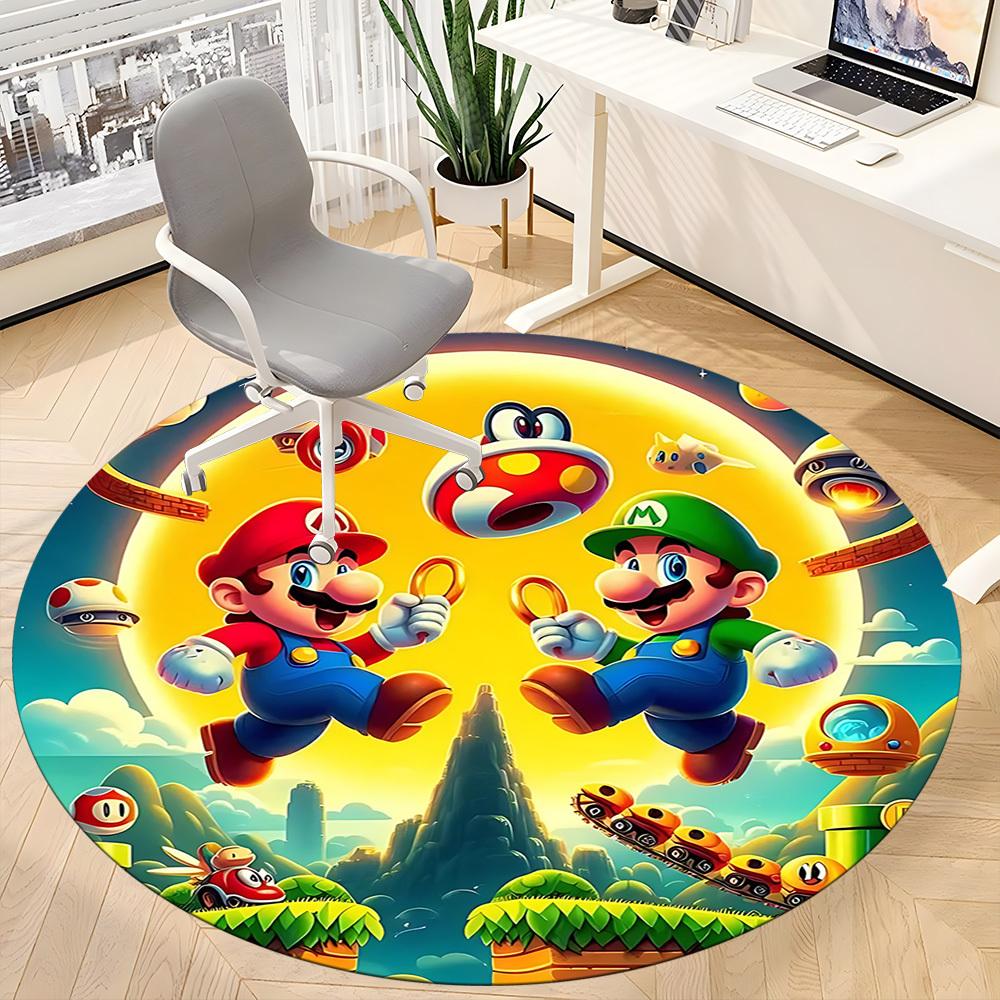 1pc Mario Luigi Office Round Area Rug, Indoor Mat Suitable For Office,Bedroom Living Room Home Decor, Room Deco a0928192
