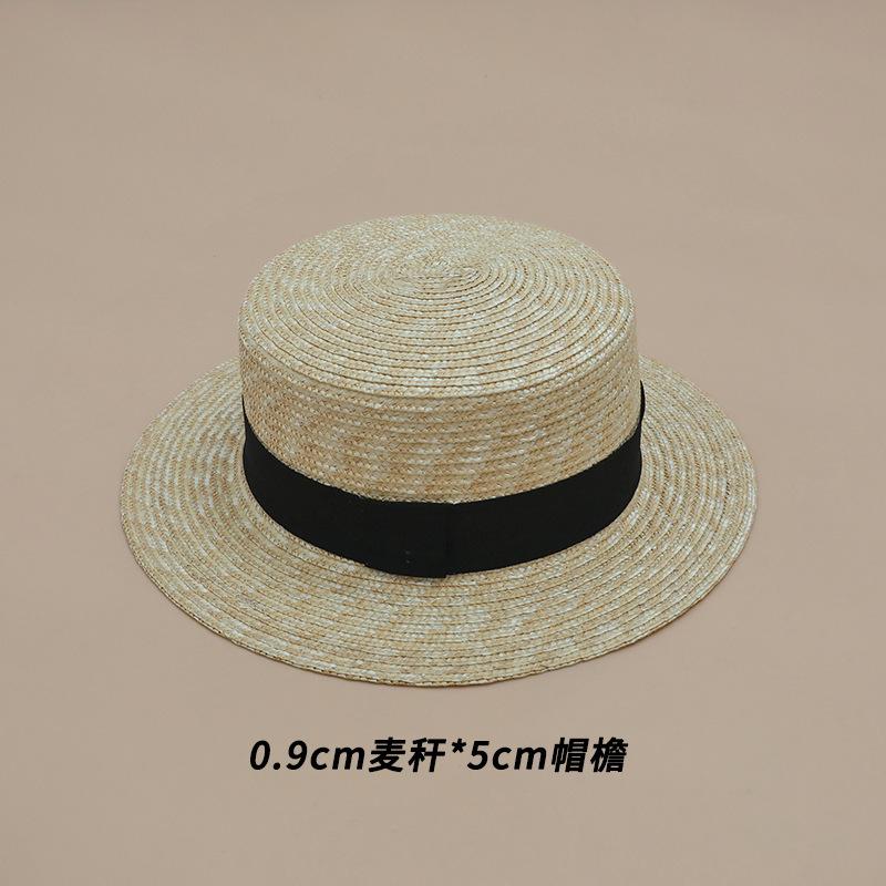 [Customized] Straw flat-top straw hat women's summer fashion seaside beach Panama straw top hat wholesale
