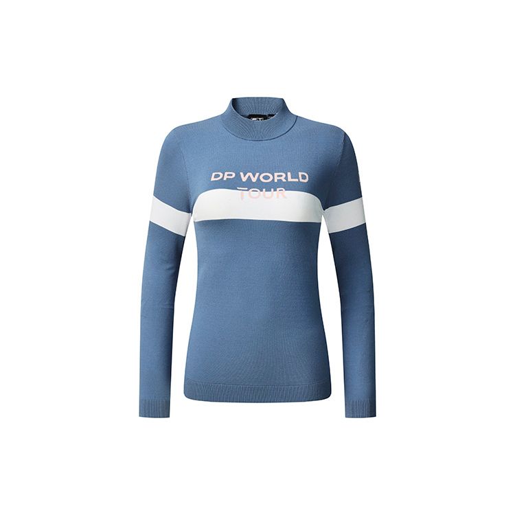 FILA Athletics Color Block Letter Golf Pullover Knit Sweater Women sweater Calm-Blue A11W245408F-BU M