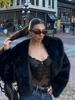 Imitation fox fur fur fur coat  green fruit collar short furry coat cold and warm