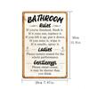 Vintage Bathroom Rules Metal Sign Retro Wall Decor Iron Tin Art Home Cafe Office