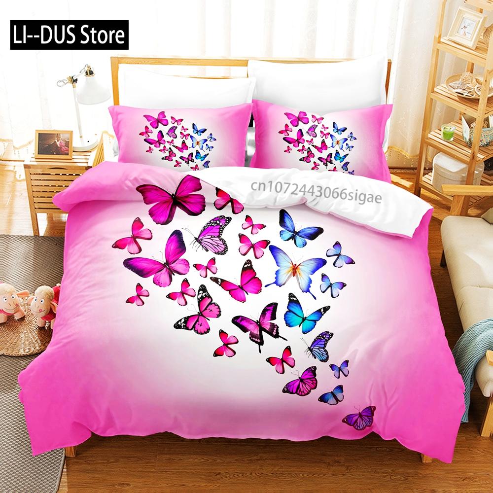 Butterfly Bedding Set Single Twin Full Queen King Size Mountain Elf Bed Set Aldult Kid Bedroom Duvetcover Sets 3D Anime 034
