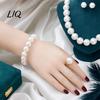 Wedding Necklace Earrings Bracelet 3Pcs/Set Imitation Pearls Jewelry Set, Adjustable Length Choker with Ear Studs Bridal Accessories And Bracelet, Set