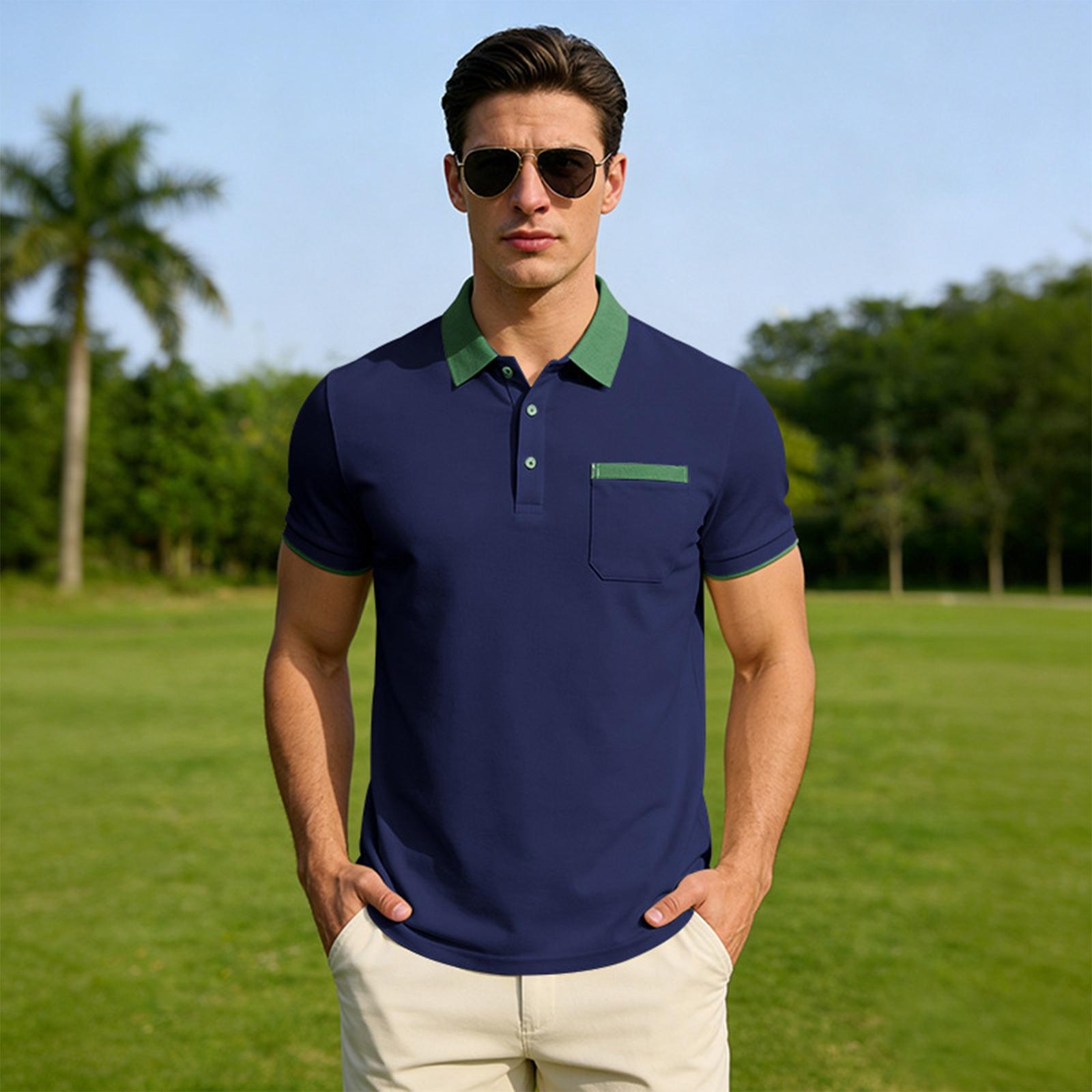 

Men s Collared Contrast-colored Short-sleeved Shirt XXL Темно-синій