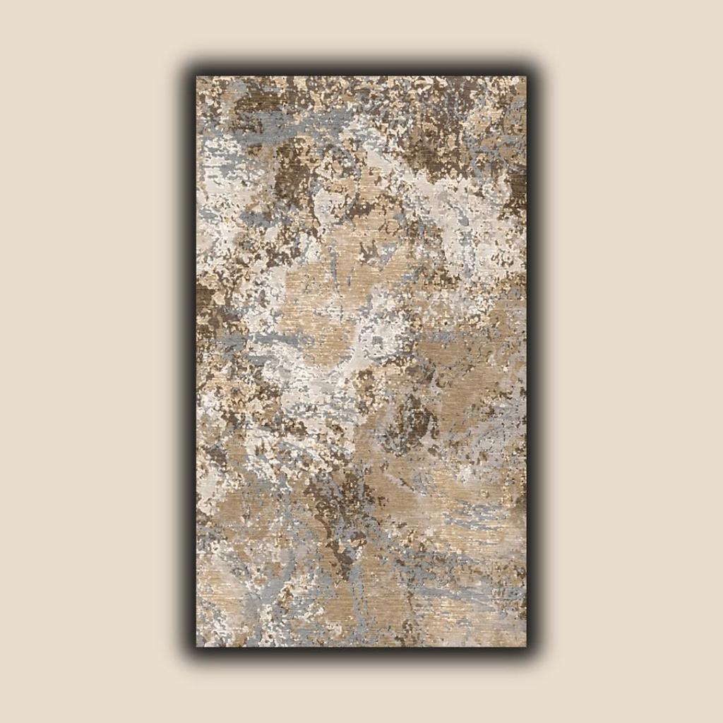 Hnědé béžové tóny Abstraktní vzorovaný moderní koberec do kuchyně a předsíně, protiskluzová základna omyvatelný koberec s digitálním tiskem