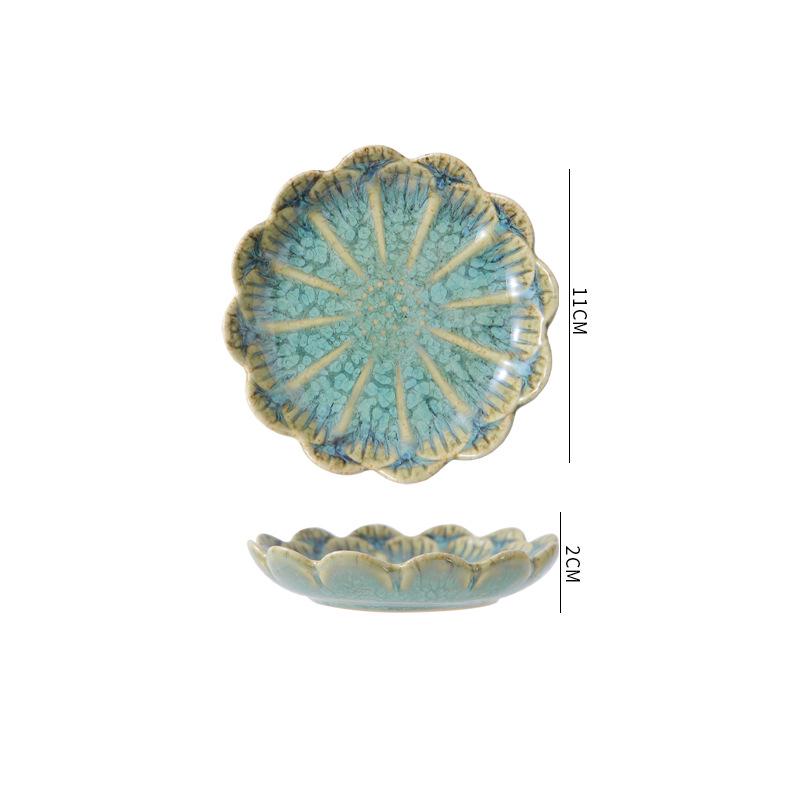 Starry Sky Blue Japanese Ceramic Floral Dipping Dish