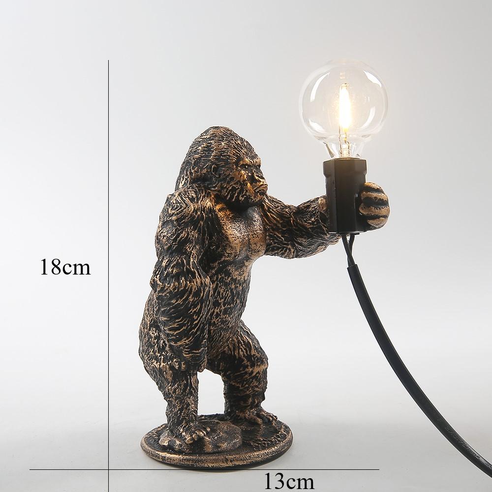 King Kong Gorilla Tier Tischlampe Innendekoration aus Kunstharz Kleine Nachtlichter Kreatives Babyzimmer Geschenk Tischdeko Lichter