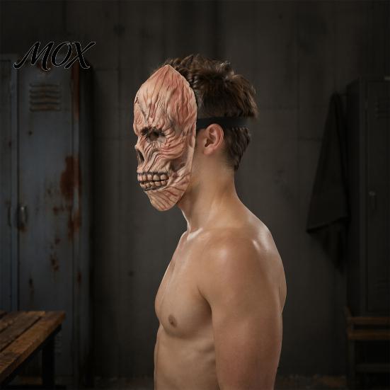 Scary Haunted House Prop Halloween Masque, Horror Full Face Latex Masque Skin Friendly for Costume, Cosplay Party, Realistic Skeleton Headgear