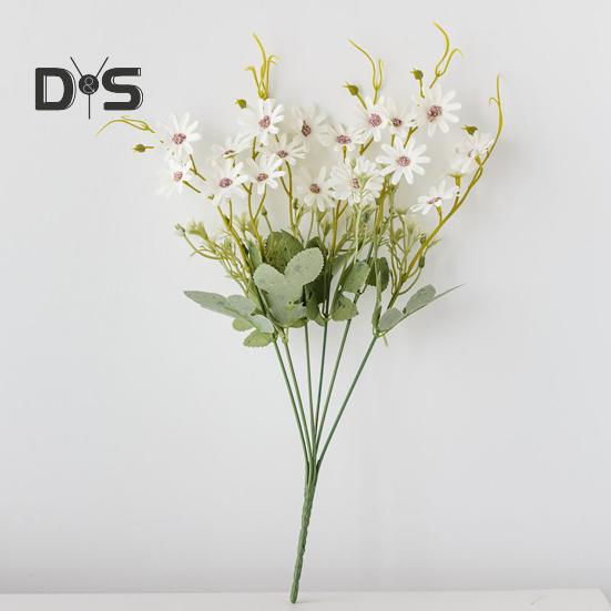 2 Pcs Simulated Flowers Bunch Artificial Daisies with Flexible Stem Weatherproof Fake Flowers for Vase Garden Home Decor Spring Summer Decoration