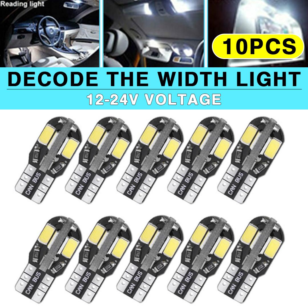 

PDTO 10pcs LED T10 194 168 W5W Canbus White Dome License Side Marker Light Bulb 6000K