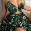 2026 Spring European & American Women's Sexy Halter Print Ruffle Dress