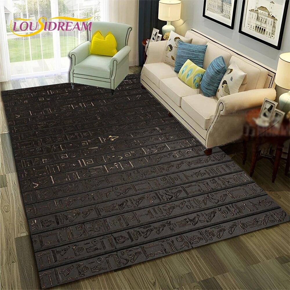 Ancient Egyptian Hieroglyphics Symbol Carpet Rug for Home Living Room Bedroom Sofa Doormat Decor,kid Area Rug Non-slip Floor Mat
