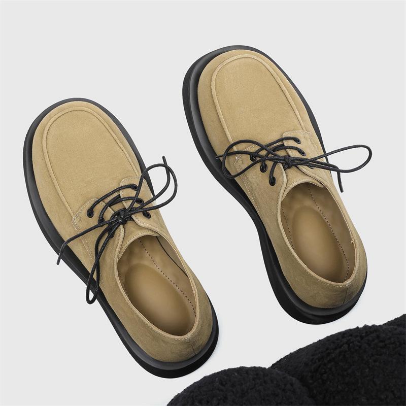 

Классические туфли дерби в стиле ретро, с квадратным носком, в британском стиле, мужские туфли на платформе, увеличивающие рост, простые и щедрые для работы, универсальные повседневные кожаные туфли 39 верблюд