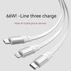 Retractable 66w 3-in-1 Usb Charge Data Cord 5-level Telescopic Fast Charging Data Cable