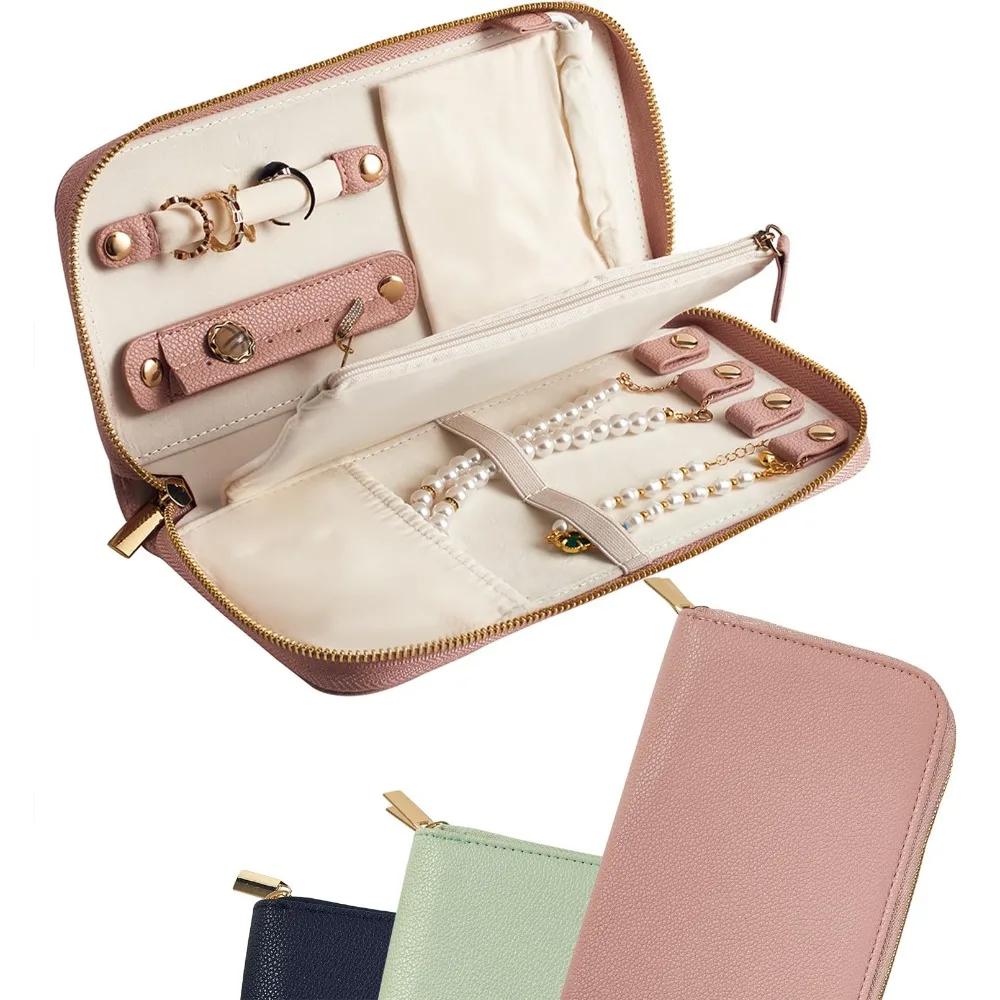 Foldable Jewelry Organizer with Zipper Tangle-free Jewelry Storage Case Portable Large Capacity Storage Bag for Rings//Earrings