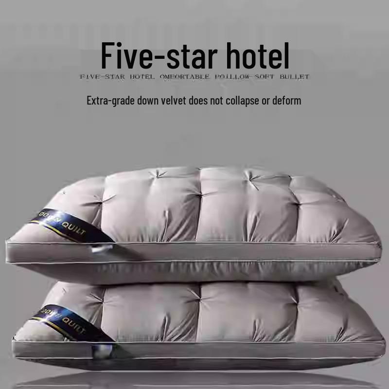 Luxury Durable Hotel Pillow: Neck Support, Non-Collapsing, Washable Feather Velvet