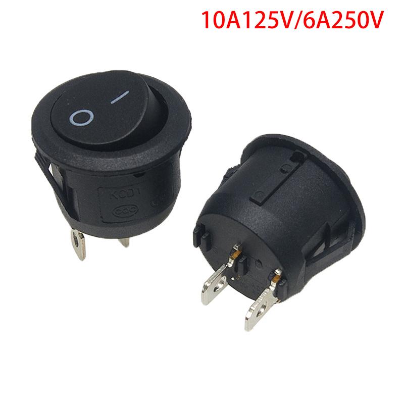 (YY)20Pcs Rocker Switch Black On Off 2 Pin Mini Round Toggle Switch 3A 250V 6A 125V 15MM Circle Switches for RV Car Truck Boat