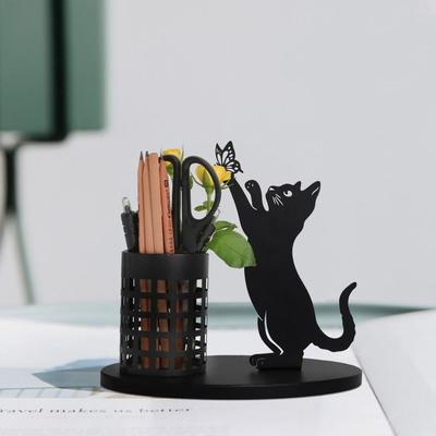 Multifunction Pen Container Cat Pencil Holder Portable Desktop Storage Box