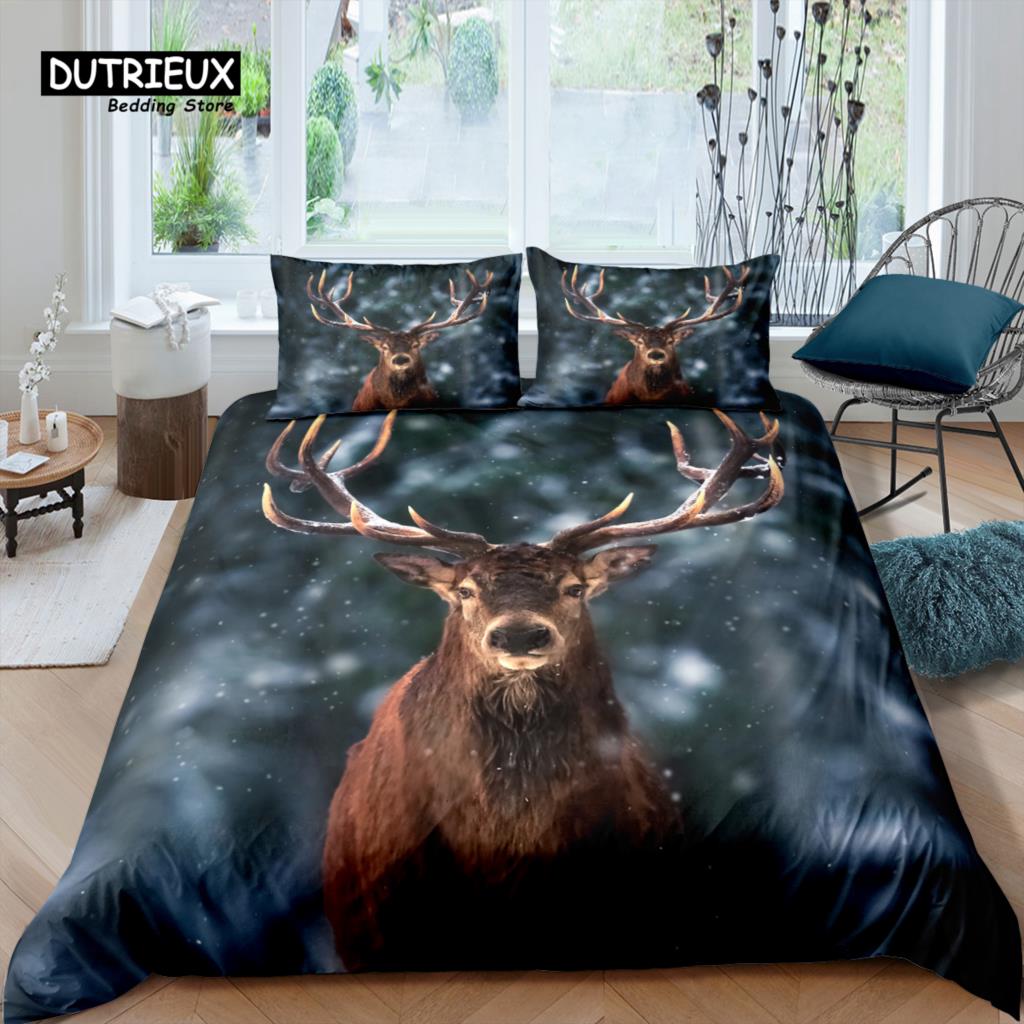 

Роскошный 3D комплект постельного белья с оленем для дома Пододеяльник Наволочка Детский комплект постельного белья Размер Queen и King EU/US/AU/UK EU single(135x200cm)