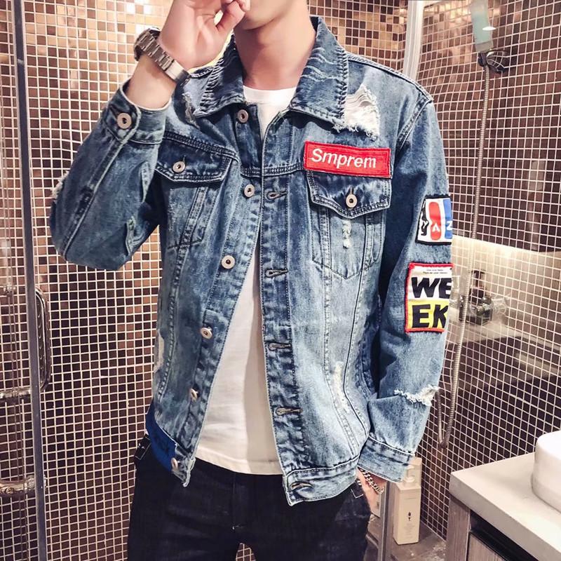 Men's Trendy Embroidered Denim Jacket - European/American Street Style Retro Loose-Fit Versatile Coat