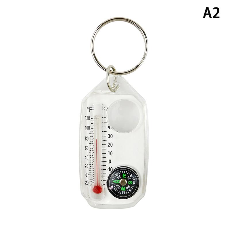 Outdoor Mountaineering Buckle Compass Pointer Mini Keychain Thermometer Compass Key Hook Camping Tools Compass Carabiners A2
