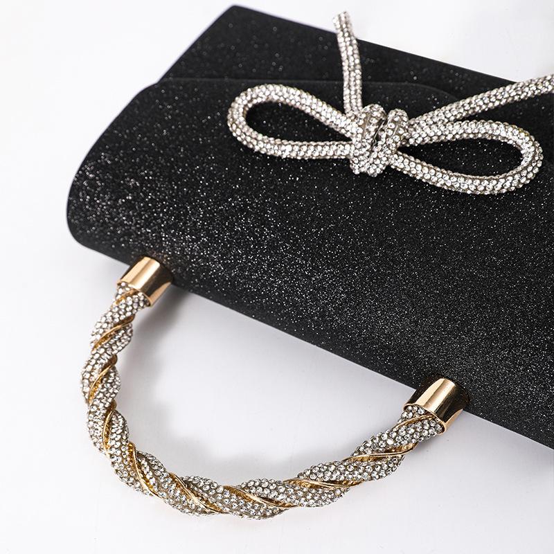 New High-Grade Banquet Clutch Bag Versatile Diamond Bow Chain Crossbody Evening Dress Purse