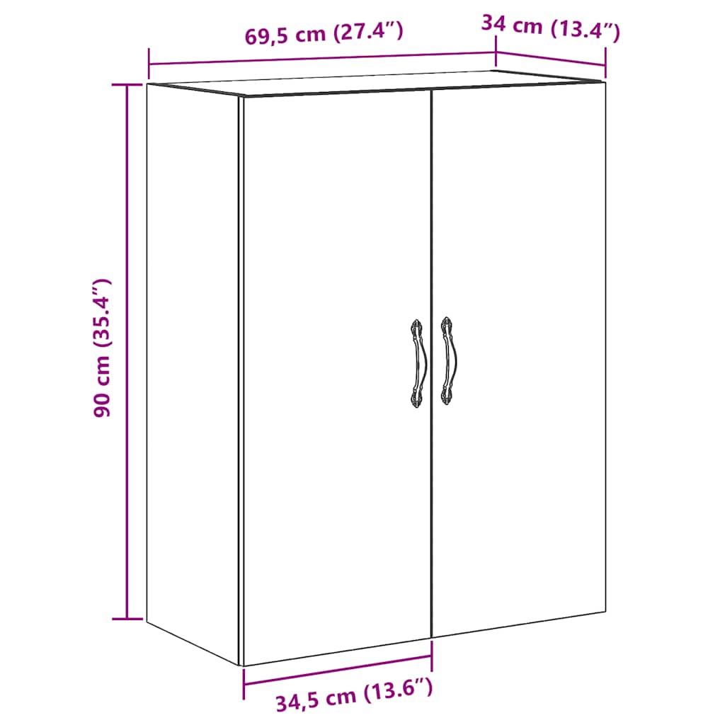 Wall Cabinet Artisan Oak 69.5 X 34 X 90 Cm Particleboard