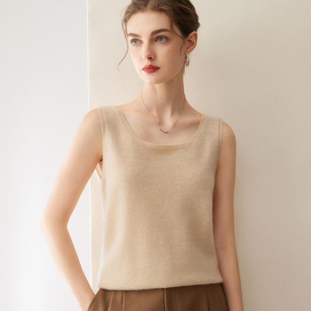 Lekasha Damen 100% reines Kaschmir ärmelloser Strick-Camisole
