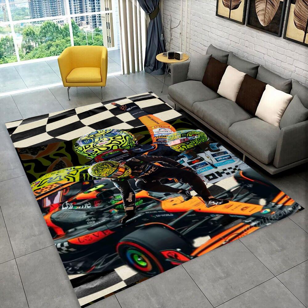 3D Lando Norris F1 Racer Vloerkleed, Tapijt voor Woonkamer Slaapkamer Bank Deurmat Decoratie, Kinderspeel Anti-slip Vloermat Cadeau 60x90cm(23x35in)