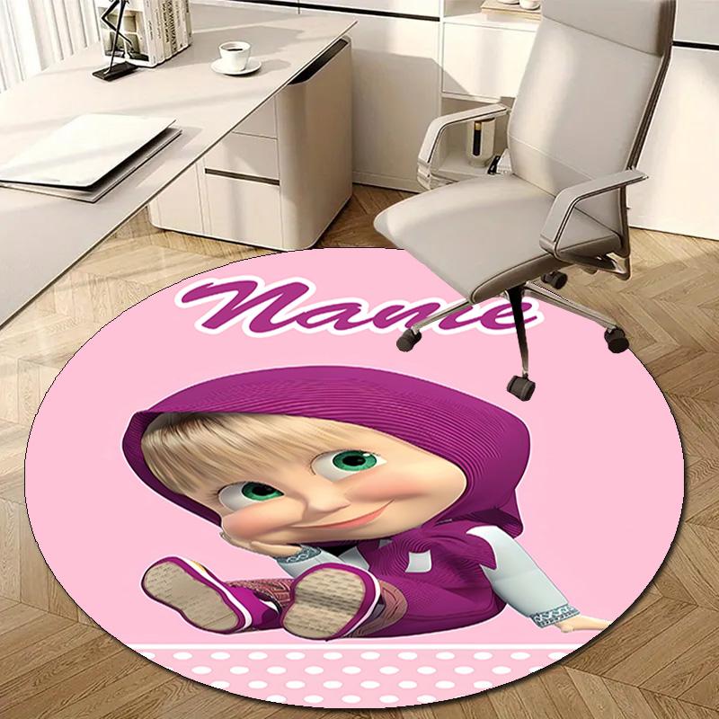 Personalized M-Masha and the Bear Round Chair Office Rug - Perfect for Mat, Office Chair & More - Ideal Gift for Birthdays and Holidays
