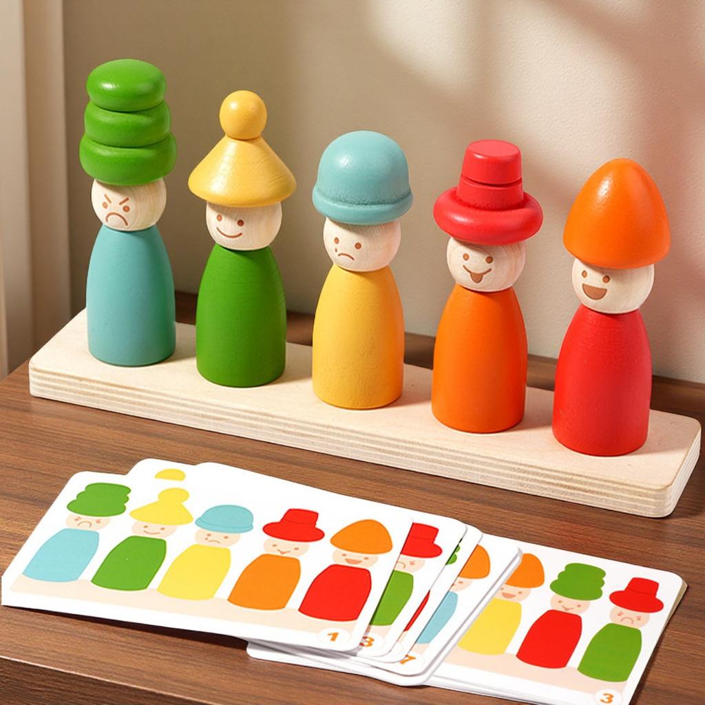 Wooden Childrens Educational Toy With Color And Expression Matching For Early Learning