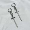 Gothic Knight Sword Dagger Spike Rock Unisex Pendant Long Earrings