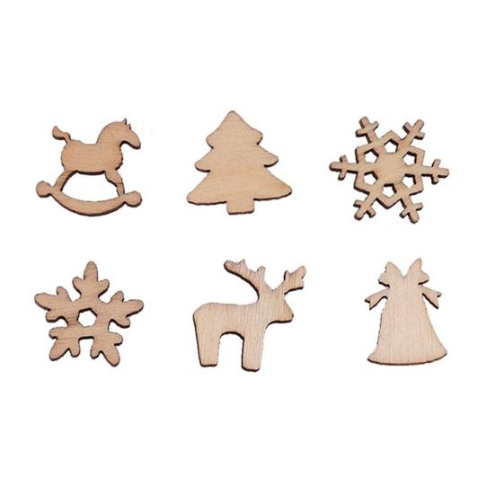 50Pcs Wooden DIY Christmas Tree Snowflake Star Hanging Ornaments Table Craft