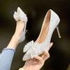 Women's Pumps Cinderella Rhinestone High Heels Pointed Toe Bow-knot Shoes Women Crystal Party Wedding Shoes Zapatillas Mujer