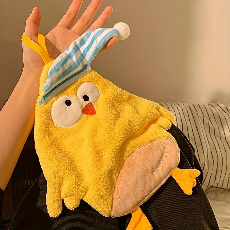 Entzückendes schlafendes kleines gelbes Küken Korallenfleece Handtuch mit zufälliger Farbe rundem Haken