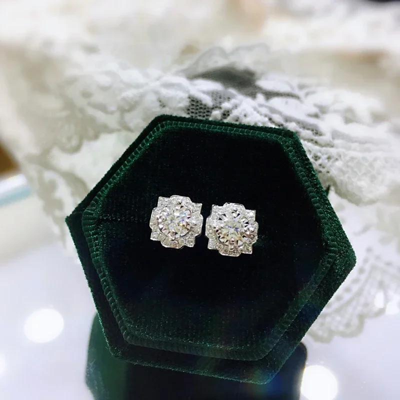 

New Geometric Shaped Stud Earrings with Round Cubic Zirconia for Women Simple Stylish Daily Wear Delicate Girls Accessories