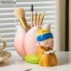Creative Cute Character Sculpture Pen Holder Office Desktop Storage Decoration Student Practical Stationery Home Decoration