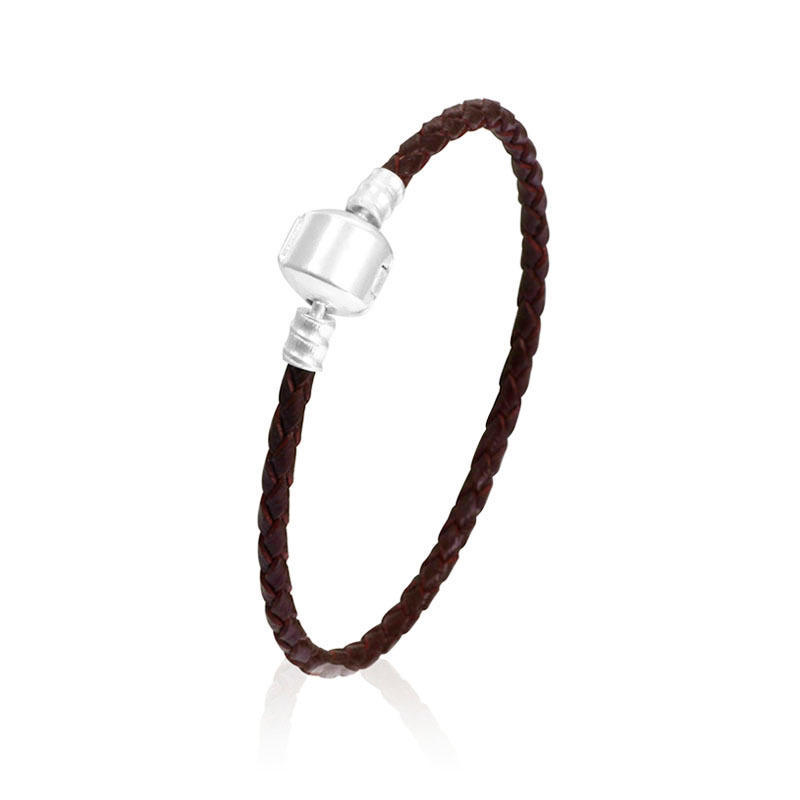 

Braided Wristband Unisex Leather Titanium Steel Magnetic Clasp Bracelet Bangle Coffee,20