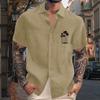 Men'S Casual Loose Short Sleeved Printed Shirt With Fashionable Lapel Top